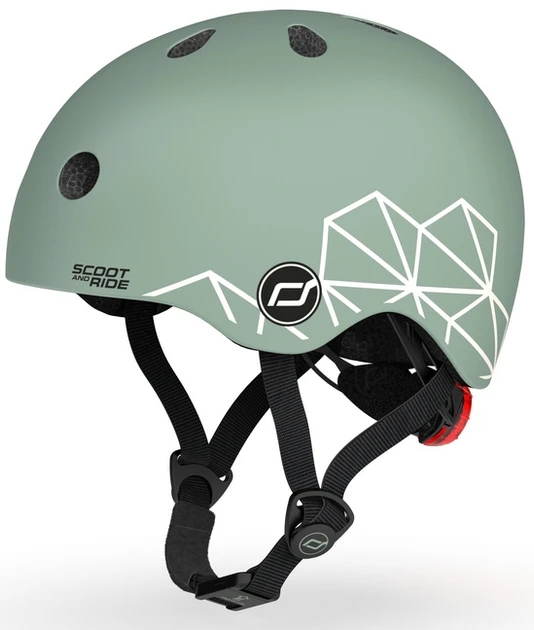 Шолом захисний дитячий Scoot and Ride, зелений, з ліхтариком, 45-51см (SR-181206-GREENLINES)