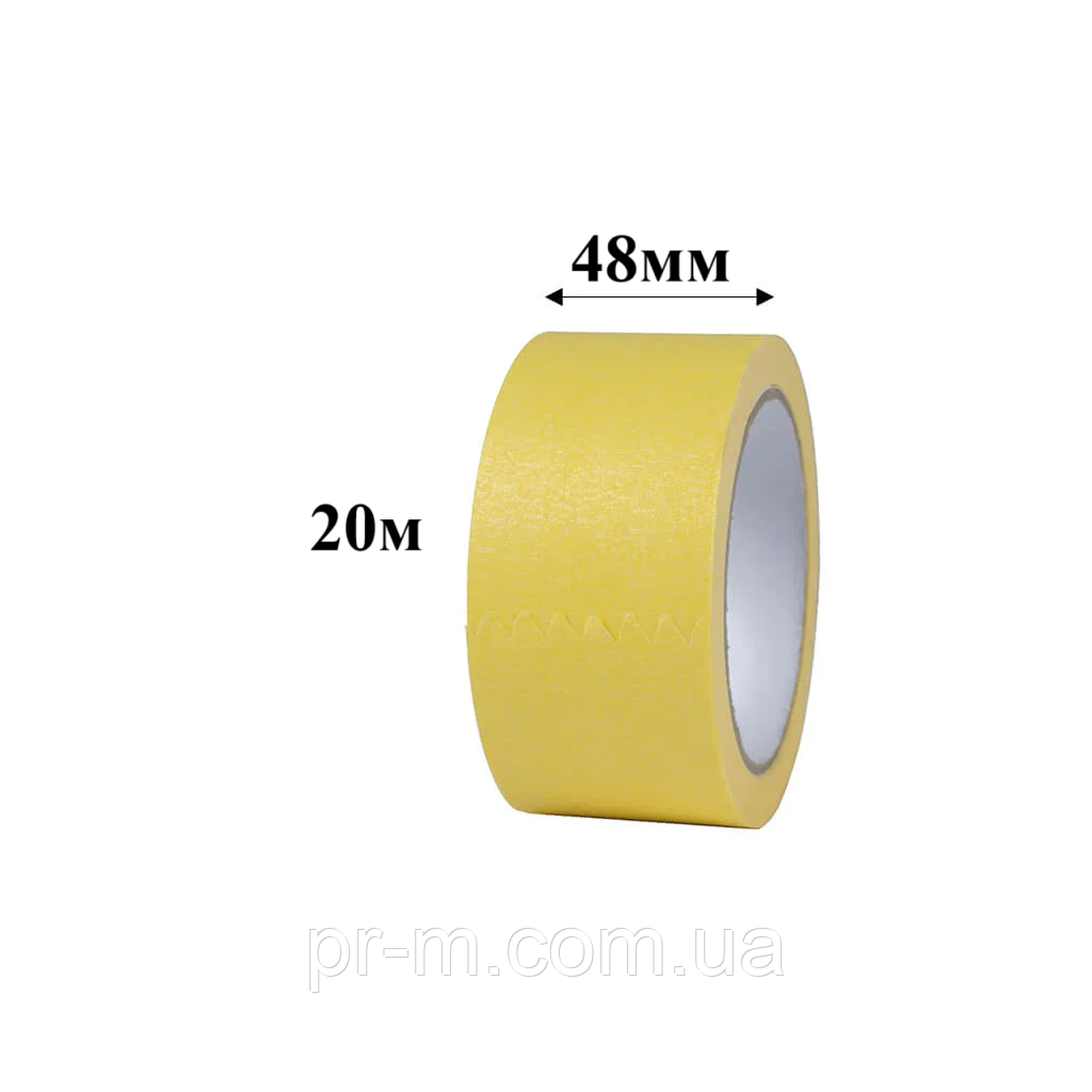 Скотч малярний, жовтий 48мм/20м (6шт/уп) (54шт/ящ), фото 1