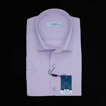 Сорочка чоловіча, приталена (Slim Fit), з коротким рукавом, FITMENS FS-001060 E31347 Lila 90% бавовна 10%