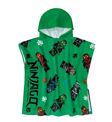 Lego Ninjago Дитяче махрове пончо зелене - дитячий рушник із капюшоном для пляжу та басайну 60x120