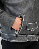 Шкіряна Куртка "Vintouch Grey Biker" 40/XS, фото 5