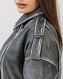 Шкіряна Куртка "Vintouch Grey Biker" 40/XS, фото 10