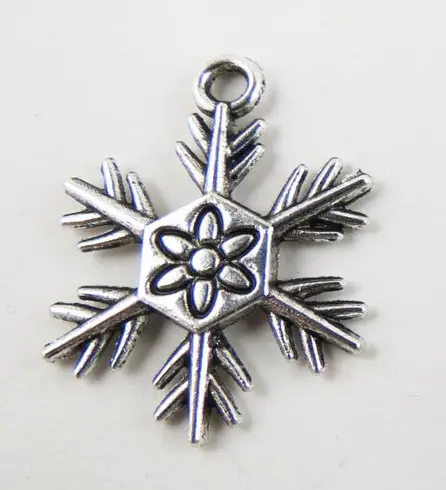 Підвіски металеві Finding Кулон шарм різдвяна сніжинка Античне срібло 24.5 мм х 18.5 мм