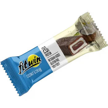 Батончик FitWin COCONUT&CREAM з начинкою, БЕЗ ЦУКРУ 60 г 33%