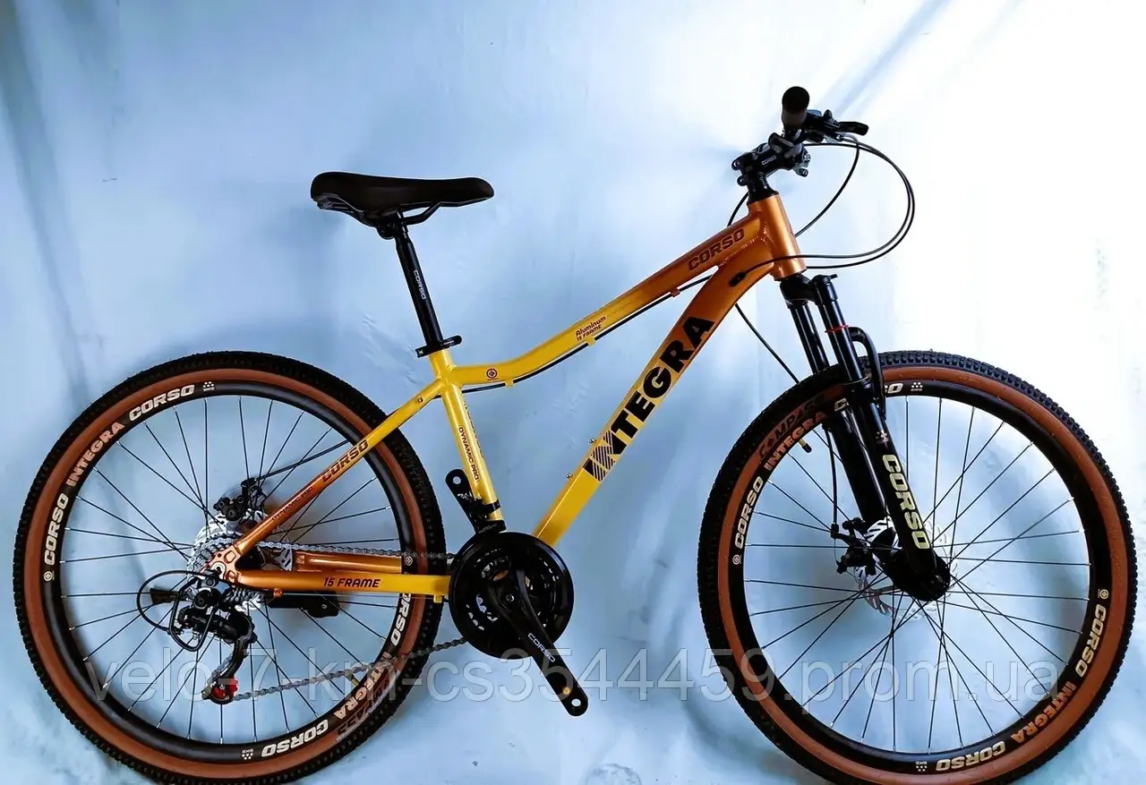 Велосипед спортивний Corso "Integra" 26" дюймів рама алюмінієва 15", обладнання Shimano 21 швидкість, в коробці