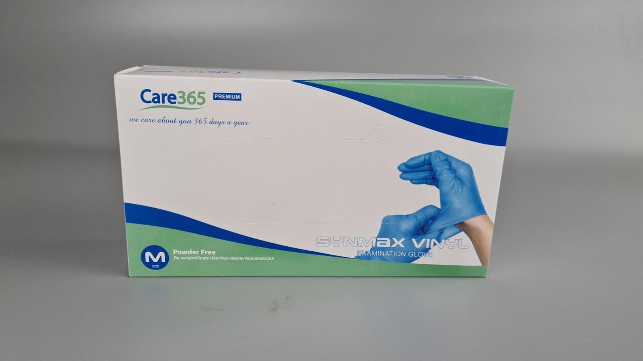 Рукавиці Вініл Сині (100 шт.) розмір M "CARE 365" (1 пачка)