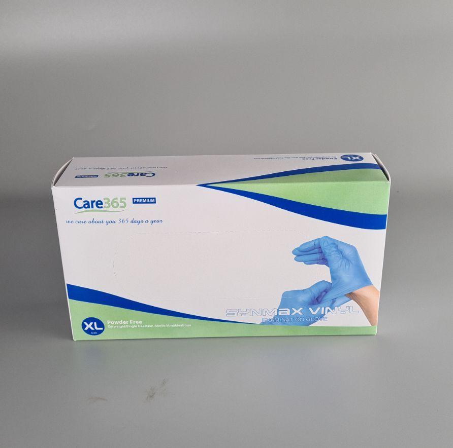 Вінілові медичні оглядові рукавички Сині (100шт/пач) "CARE 365" розмір XL, фото 1