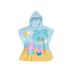 Peppa Pig Дитяче махрове пончо - дитячий рушник із капюшоном для пляжу та басайну Свинка Пеппа, 60x120