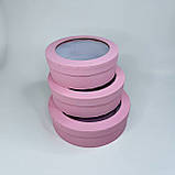 ▶ УЦІНКА! Кругла коробка для зефіру, Ø22*6 см, з вікном, рожева, фото 4