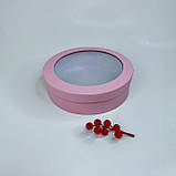 ▶ УЦІНКА! Кругла коробка для зефіру, Ø22*6 см, з вікном, рожева, фото 3