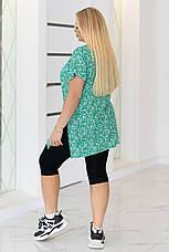 Літня туніка батал зелена трикотажна, м'яка, не мнеться, не кашлатиться, фото 4