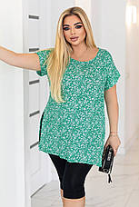 Літня туніка батал зелена трикотажна, м'яка, не мнеться, не кашлатиться, фото 3