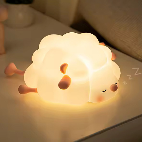 Кумедний дитячий нічник анти стрес Овечка Іграшкова АСМР лампа світильник для заспокоєння 3 режими таймер USB, фото 1