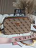 Жіноча сумка Guess The Snapshot Bag Beige Бежева Екошкіра Крос Боді на 2 відділення широкий ремінь Гесс, фото 2