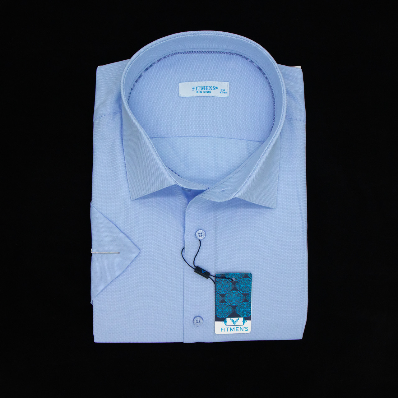 Сорочка чоловіча, прямого покрою, з коротким рукавом, FITMENS FS-004059 T09 ACIK MAVI 90% бавовна 10%, фото 1