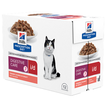 Вологий корм для кішок догляд за травленням, з лососем, пауч, Hill's PRESCRIPTION DIET i/d 85г 12шт