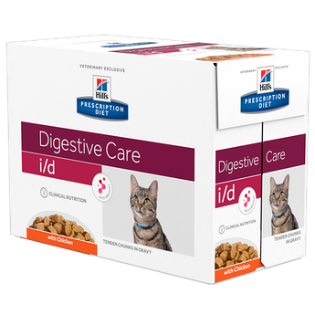 Вологий корм для котів догляд за травленням, Hill’s Prescription Diet i/d з куркою 12шт x 85 г