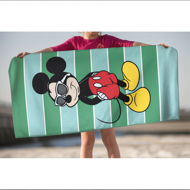 Disney Дитячи махровий рушник  для пляжу та басайну Mickey зелений, 75x150