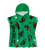 Lego Ninjago Дитяче махрове пончо зелене - дитячий рушник із капюшоном для пляжу та басайну 60x120