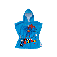 Superman Дитяче махрове пончо - дитячий рушник із капюшоном для пляжу та басайну супермен, 60x120