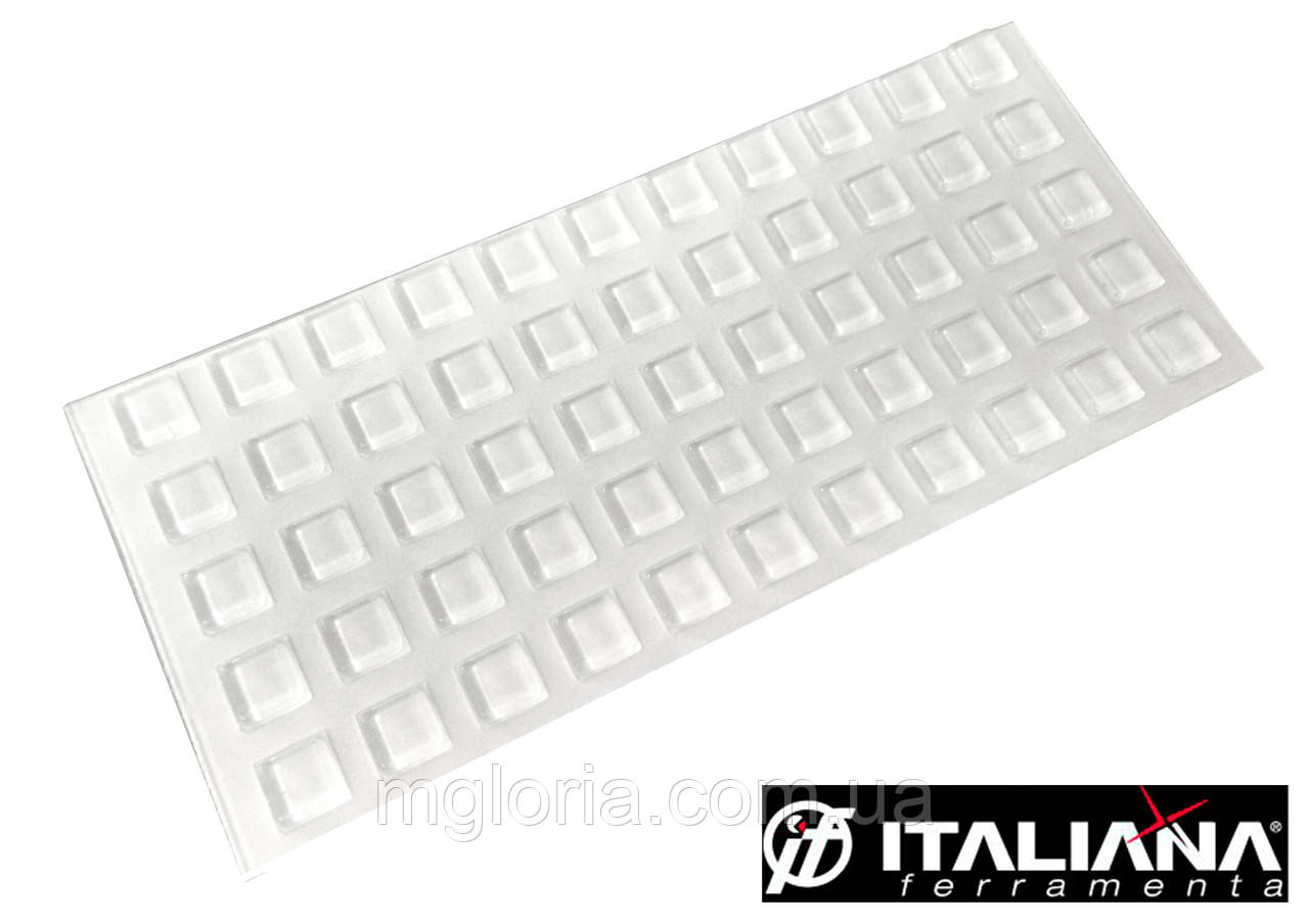 Відбійник силіконовий квадратний 10 х 10 х 2,5 мм (55 шт/аркуш), фото 1