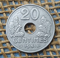 20 сантимiв 1941 року. Режим Вiшi. Францiя