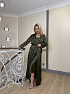 Шовковий халат Victoria's Secret Luxe Satin Long Robe Довгий, Глибокий оливковий, фото 4