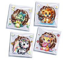 Пакети асорті Тварини 4 в 1 з липкою стрічкою фасувальні прозорі 10х10х3 см набір 10 шт