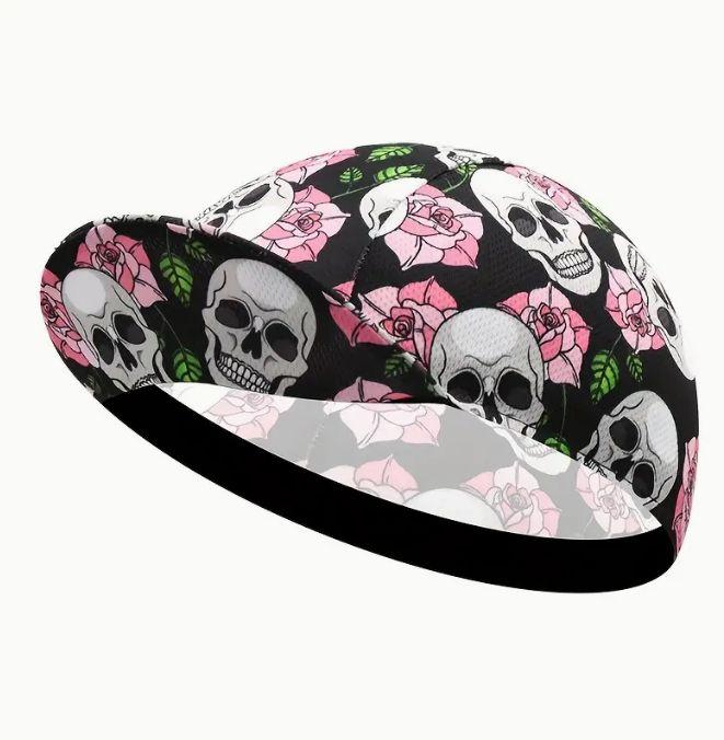 Спортивна вело кепка Skulls in Pink roses (53-57) М