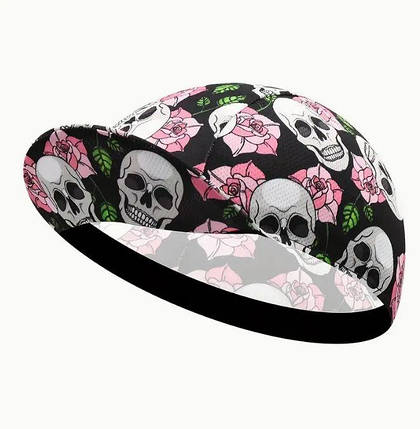 Спортивна вело кепка Skulls in Pink roses (53-57) М, фото 1
