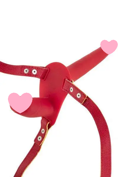 Подвійний страпон Fetish Tentation Strap-On with Double Dildo Red, фото 1