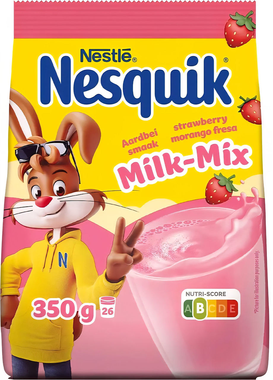 Оригінал! Напій швидкорозчинний Nesquik Milk-Mix 350г зі смаком полуниці (Nesquik Strawberry), Nestle