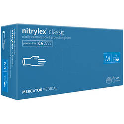 Медичні рукавички Mercator Medical Nitrylex Classic Нітрилові Неопудрені діагностичні Розмір M Сині 100 шт. 3.1010 5906615004905