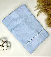 Мусліновий плед 4-х шаровий однотонний блакитний 90*70 см