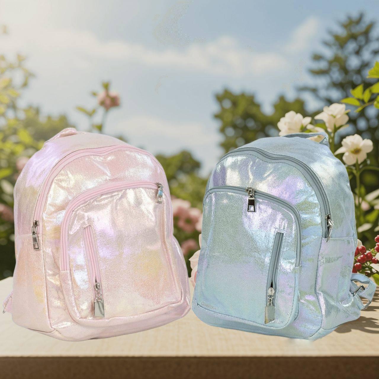 Дитяча стильна блискуча сумка рюкзак для дівчинки 2 види на вибір 1 відділення 3 зовнішні кишені на блискавці, фото 1