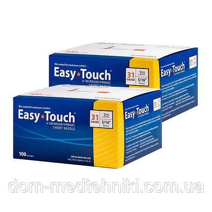 Шприци інсулінові Easy Touch 0,3 мл. U-100 (31G) x 8 мм, 200 штук, фото 1