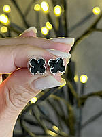 Сережки-гвоздики «Конюшина» зі стразами Срібло