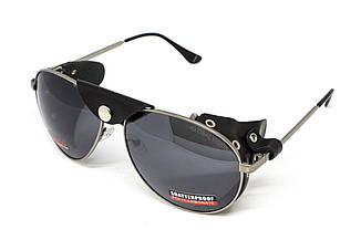 Окуляри захисні Global Vision Aviator-3 (gray), сірі зі з'ємним ущільнювачем із синтетичної "шкіри"