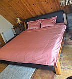 Двоспальне сатинова білизна малинового кольору, постільний комплект Преміум, фото 4