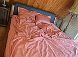 Двоспальне сатинова білизна малинового кольору, постільний комплект Преміум, фото 2