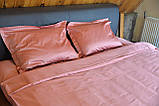 Двоспальне сатинова білизна малинового кольору, постільний комплект Преміум, фото 3