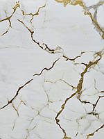 ПВХ плитка в рулоні 60х300см CZT-064 Білий мармур «Золота павутина»