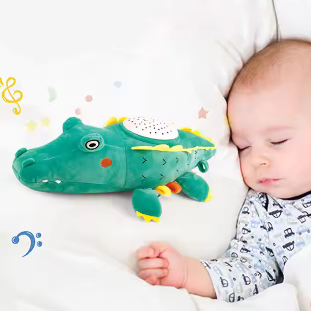 М'який нічник комфортер Крокодил немовляті для сну та обіймів Дитячий світильник колиска Проектор нічного неба, фото 1