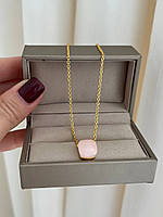 Підвіска Помелато рожевий камінь позолота 18 К/ланцюжок із рожевим кристалом