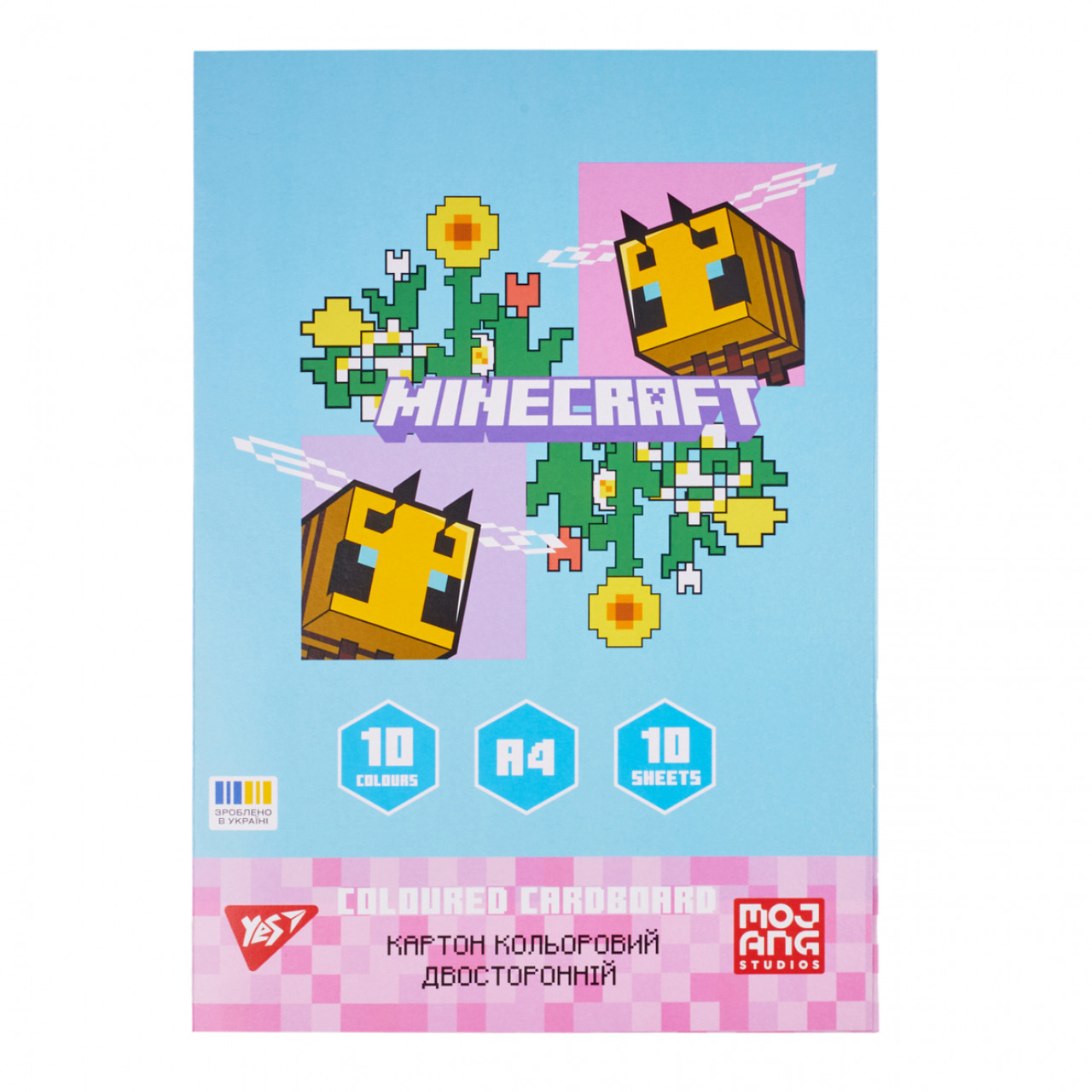 Картон кольоровий двосторонній Yes Minecraft Spring 10 аркушів А4 папка, фото 1