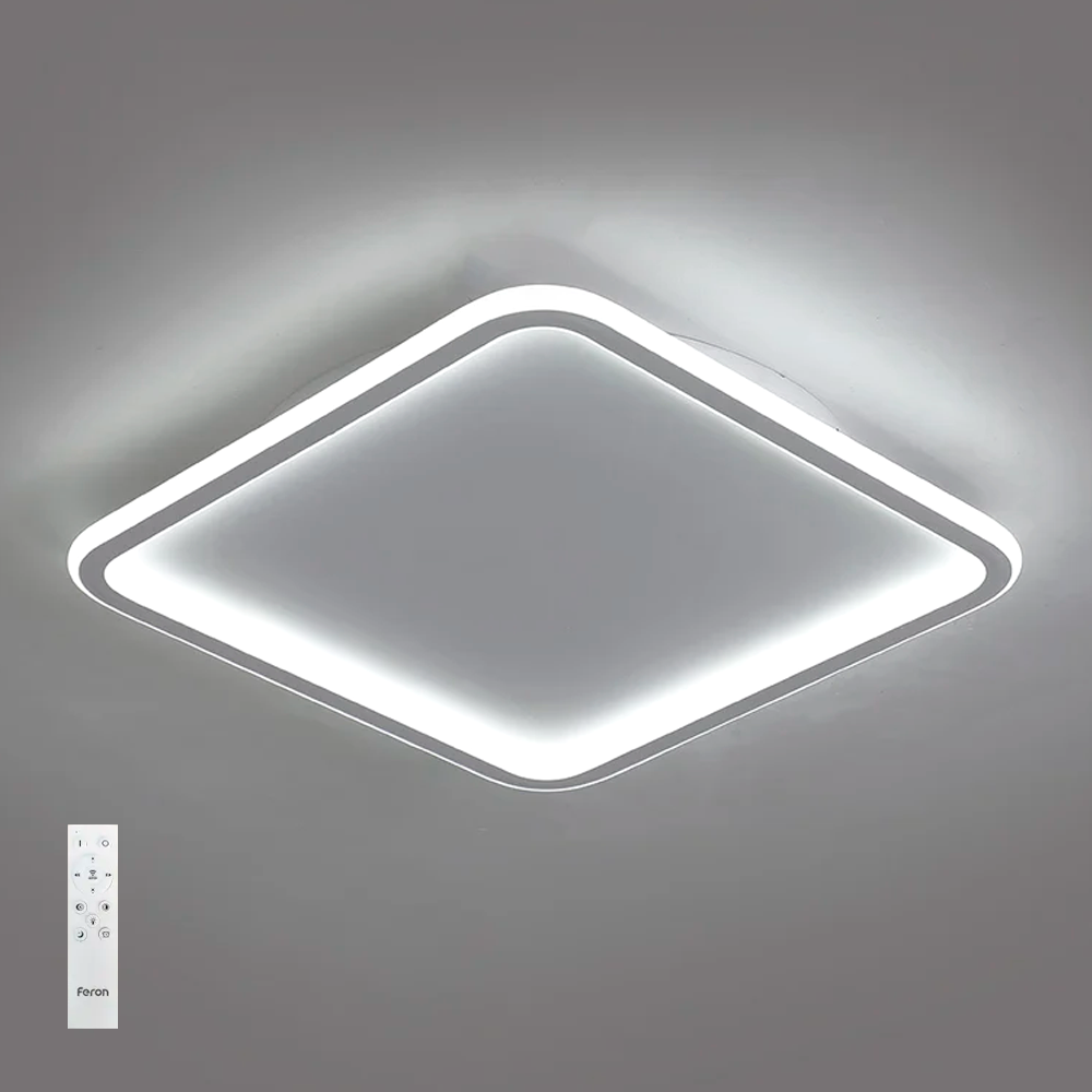 Feron AL6080 SQUARE 70W LED люстра світлодіодна накладна квадратна 3000K-4000K-6500K з пультом ДУ 400х400х37мм 4480Lm