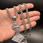 Двосторонній патріотичний кулон ЗСУ Козак-характерник з ланцюжком із чорнінням 925 проби, фото 2