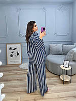 Жіночий літній брючний котоновий костюм у смужку (Батал), фото 6