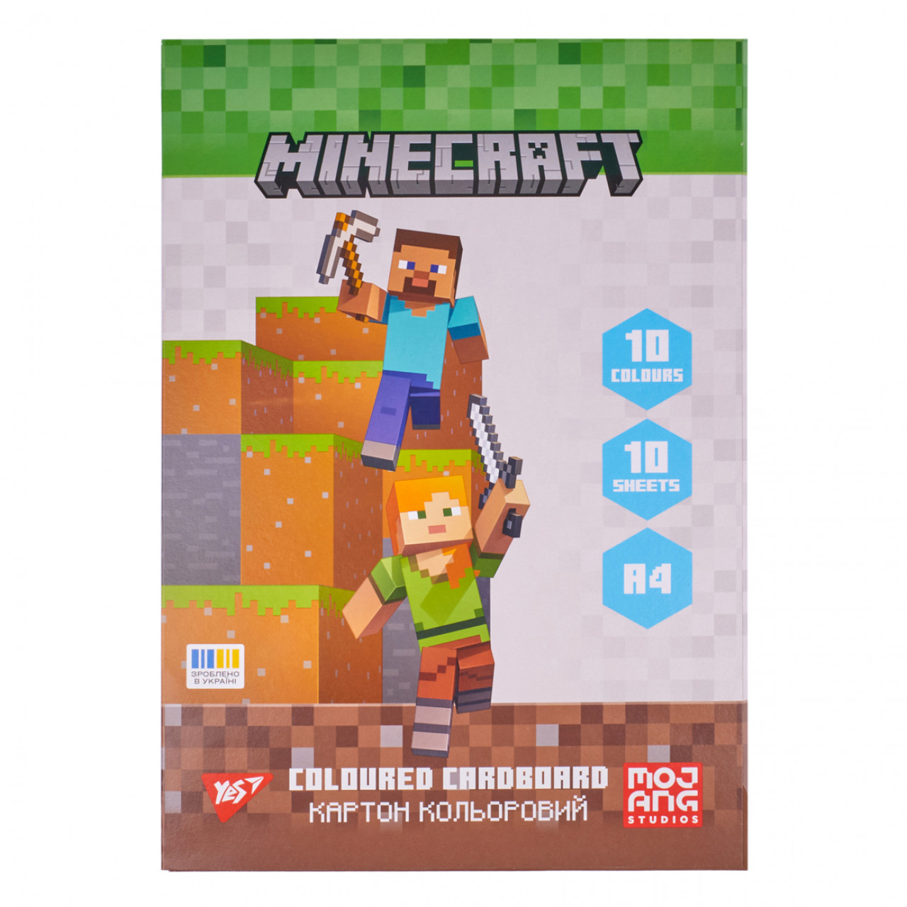 Картон кольоровий односторонній Yes Minecraft 10 аркушів А4, фото 1