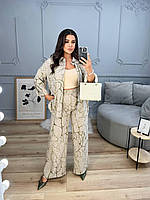 Жіночий літній брючний костюм із софту з принтом рр.50-52,54-56, фото 6